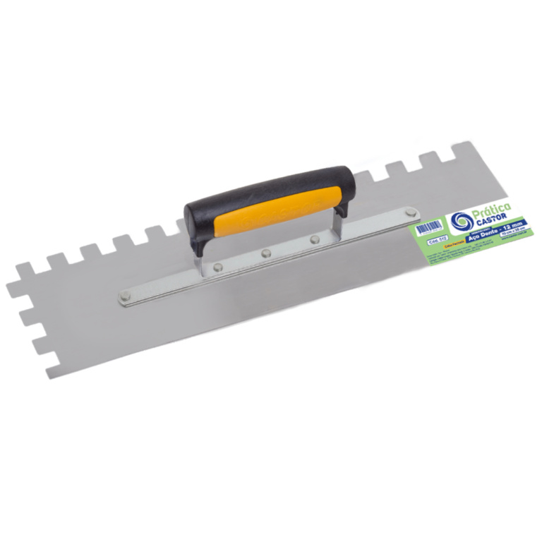 DESEMPENADEIRA ACO PRATICA 10X35CM DENTE 12MM CABO PLASTI