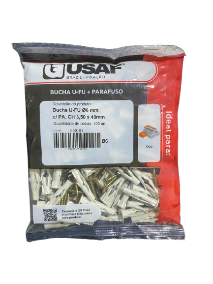 KIT BUCHA U-FU 12MM C/ PARAF SX 5/16 X 80MM - 15 PC