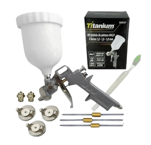 KIT PISTOLA PINTURA HVLP BICOS 1,2MM 1,5MM 1,8MM