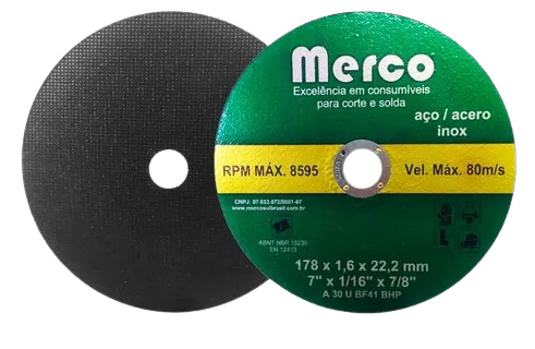 DISCO CORTE INOX 7 X 1,6 X 22MM MERCOSUL
