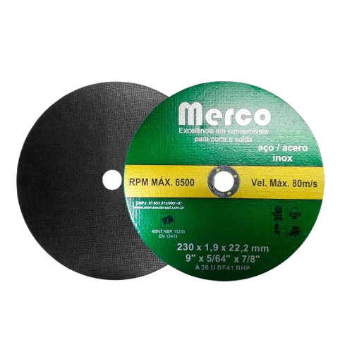 DISCO CORTE INOX 9 X 1,9 X 22MM MERCOSUL