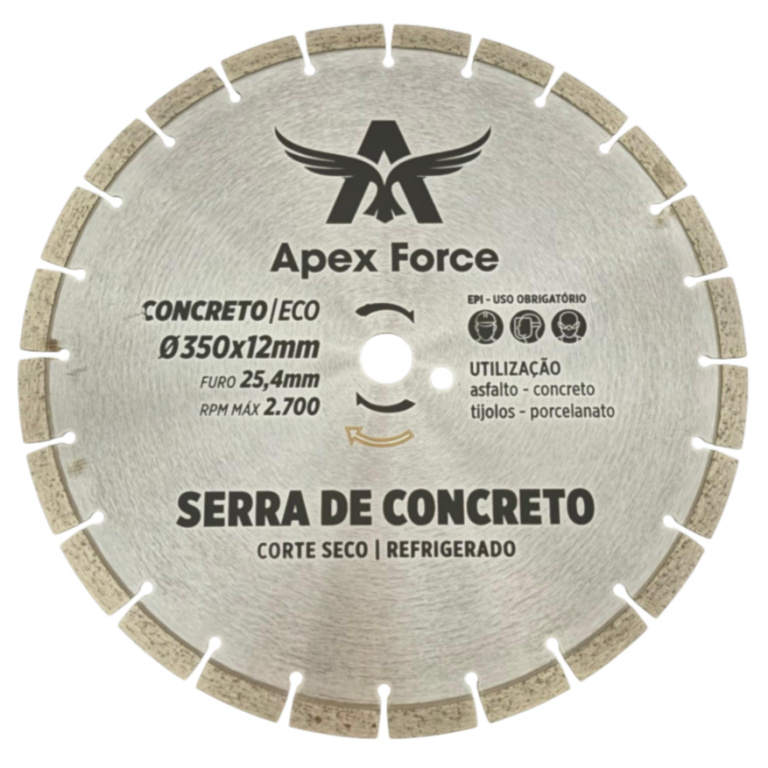 DISCO DIAMANTADO SERRA CONCRETO 14 (350X12MM) F25,40 APEX FORCE